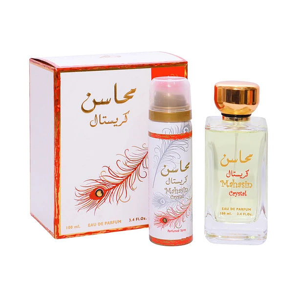 Set Lattafa Mahasin Crystal – Eau de Parfum + Body Spray